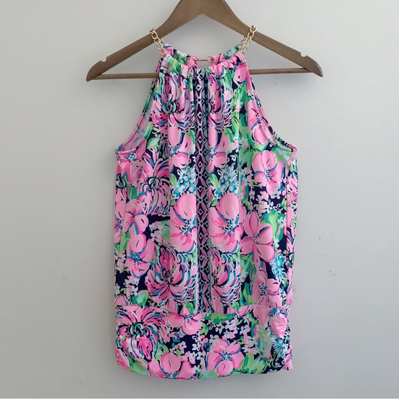 Lilly Pulitzer Tops - Lilly Pulitzer Top Bowen Tall Order Engineered Floral Halter
